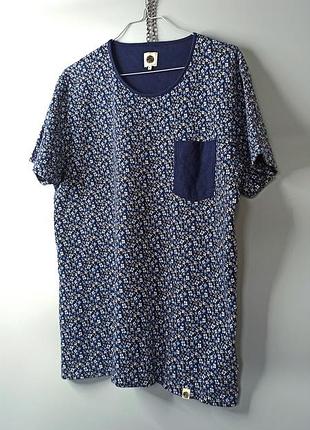 100% cotton pretty green легкий джемпер с коротким рукавом футболка xl прямой силуэт цветочный принт синий цвет высококачественный натуральный коттон