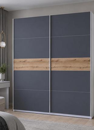 Шкаф купе doros g-caiser белый/графит вставка дуб эвок 2 дсп /5 частей 220х60х240 (44900282) (drs-012233)