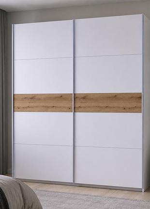 Шкаф купе doros g-caiser белый/белый вставка дуб эвок 2 дсп /5 частей 220х60х240 (44900283) (drs-012234)