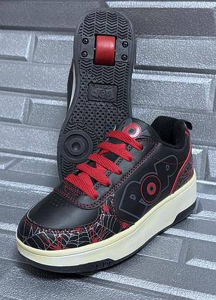 Кроссовки рожки pop by heelys 34 размер (22 см стелька) человек паук spider man стильные коньки ролевочные детские унисекс для парня или девушки