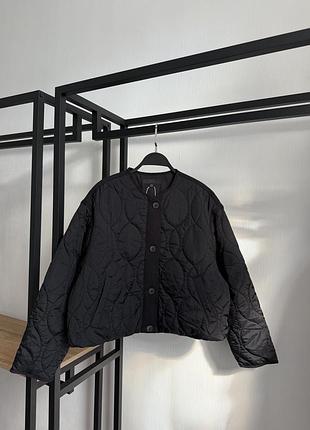 Легка куртка курточка лайнер стьобаний бомбер чорний zara s m l / легкая стеганная куртка курточка бомбер зара
