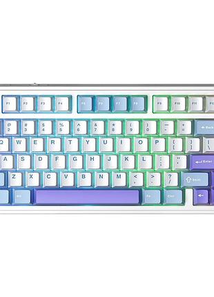 Клавиатура aula f75 gasket bluetooth/2.4 ггц usb type-c white/purple