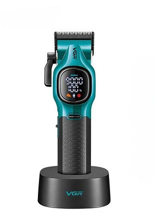Машинка для стрижки волос vgr v886c 9000 rpm с 6 сменными насадками, зеленая