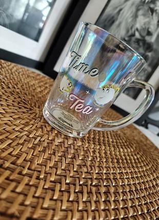 Перламутровая стеклянная чашка disney красавица и чудовище time for tea
