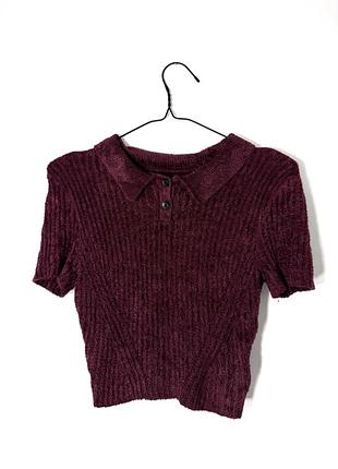 Вʼязана бордова футболка поло urban outfitters
