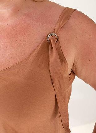 Летний сарафан жатвы свободного кроя на бретелях xxl-xxxl мокко 6