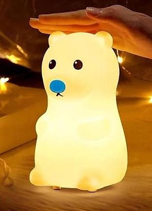 Дитячий нічник мішутка сенсорний led світильник 1.5 вт usb силікон білий rgb