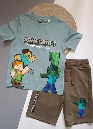 Комплект літній, костюм літній на хлопчика 8 років (128 см), minecraft.