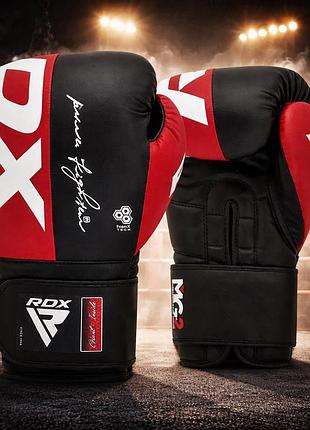Боксерские перчатки rdx f4 red 10 ун. с maya hide kalix skin membrane grid 2 quick-ez фиксация для тренировок и спаррингов
