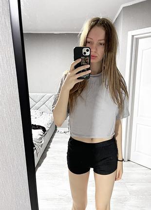 Футболка сіра укорочена cropp
