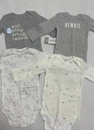 Бодіки дитячі комплект carter’s 4 шт. нові 6-9 місяців