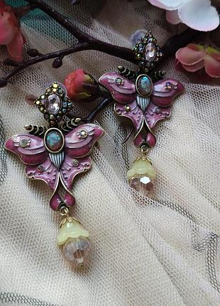 Шикарные серьги махаон с маркировкой boucheron, бабочка, прекрасная детализация, люкс качество, орал, запечённая эмаль