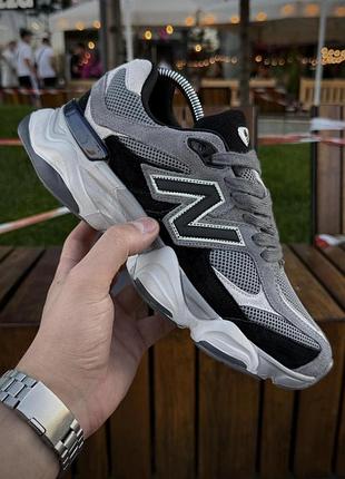 Кроссовки new balance 9060 нью баланс серые из замши и сетки для спорта и прогулок