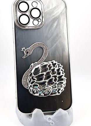 Чохол shiny swan ombre для apple iphone 13 pro max сріблястий