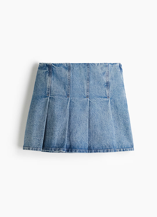 Джинсовая юбка плиссе h&m pleated skirt - xs