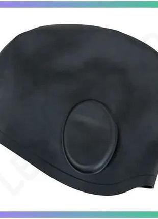 Шапка для плавания aqua speed ear cap volume черная силиконовая для длинных волос унитекс sku_284-07