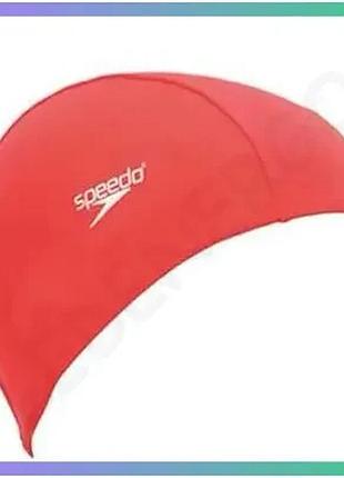 Шапка для плавания speedo polyester cap красная унисекс легкая текстильная шапочка для бассейна sku_8-710080000-4
