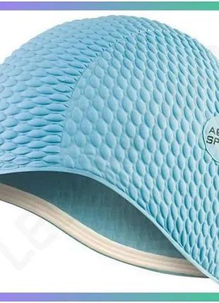 Шапка для плавання aqua speed bombastic junior блакитна для дітей комфортна шапочка для плавання sku_290-02
