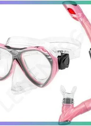 Набор маска и трубка aqua speed aura evo розовый для детей подводное плавание one size sku_605-03