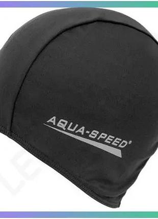 Шапка для плавання aqua speed polyester cap чорна унісекс поліестер для дорослих захист від волосся sku_091-07