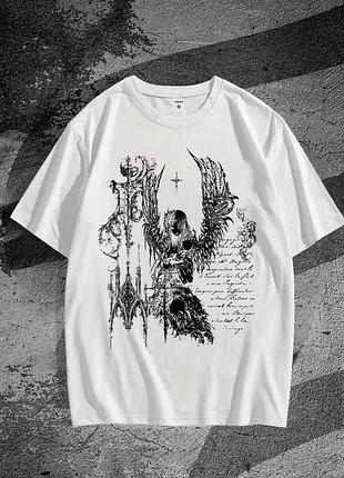 Футболка в готичному стилі "темна фантазія" unisex білий, 3xl