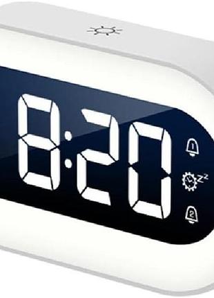 Цифровий будильник seutgjie sj-ac02w з led-дисплеєм, нічником, подвійним будильником та usb type-c, білий (новий)