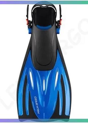 Ласти aqua speed wombat 530-11-1 чорні сині унісекс 38-41 для плавання з регульованим ремінцем sku_529-11