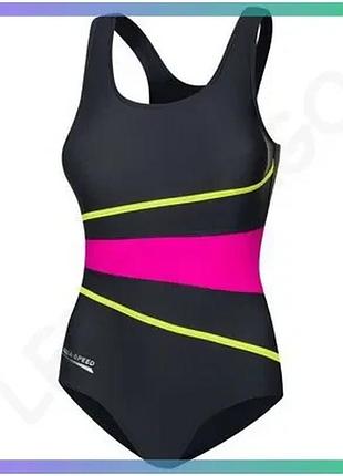 Купальник закрытый aqua speed stella 6893 серый розовый зеленый лайм для женщин с поддержкой 42 размер sku_352-331