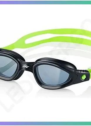 Окуляри для плавання aqua speed atlantic 7967 чорні та салатові унісекс для відкритої води з панорамни sku_208-38