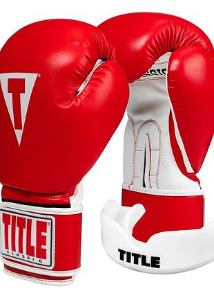 Боксерские перчатки title classic pro style 3.0 red/white 14 oz (капа в комплекте)