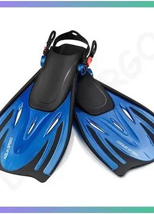 Ласти aqua speed wombat чорні сині для дітей 32-37 гумові для плавання з регульованим ремінцем sku_528-11