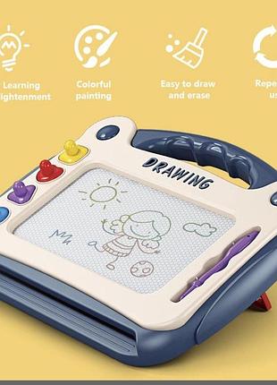 Детская магнитная доска для рисования drawing board с ножками и стилусом (3+)
