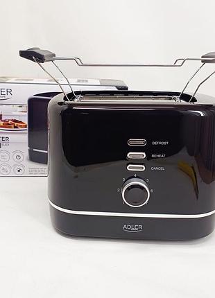Тостер adler ad 3224 7 уровней обжаривания решетка для булочек 850вт black