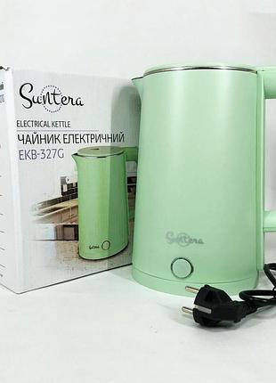 Электрочайник suntera ekb-327g 1.8 л 1500 вт, стильный электрический чайник, электронный чайник, дисковый чайник