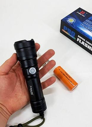 Ручной аккумуляторный светодиодный фонарь police x-balog bl-1827-p90 переносной с usb зарядкой оптическим зумом и металлическим
