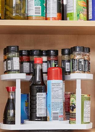 Спецовница spice spinner two-tiered spice organizer, поворотная подставка для специй, карусель для специй