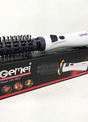 Фен-щітка для волосся фен, що обертається gemei gm-4826, фен з насадкою брашинг, щітка для волосся, що обертається