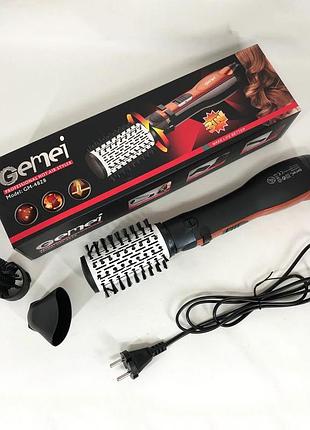 Фен щітка gemei gm-4828 браш стайлер гребінець для брашинга, фен щітка 3 в 1, фен браш gemei