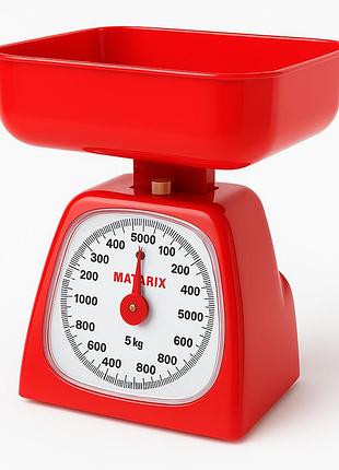 Ваги кухонні механічні matarix mx-405 5 кг, ваги для зважування продуктів. колір: червоний
