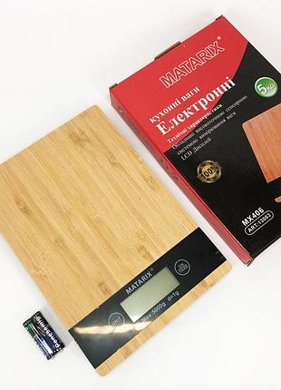 Ваги кухонні matarix mx-406 5кг wood, кухонні ваги для приготування страв, ваги для домашньої кухні