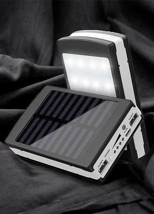 Умб power bank solar 40000 mah мобильное зарядное с солнечной панелью и лампой. цвет: черный