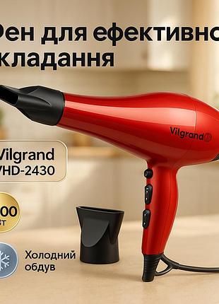 Фен vilgrand vhd-2430. цвет: красный