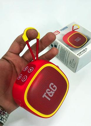 Портативная bluetooth-колонка tg659 с ремешком, громкая блютуз колонка для вечеринки. цвет: красный