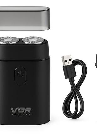 Мужская аккумуляторная мини электробритва vgr v-341 с двумя головками для бритья бороды и усов шейвер
