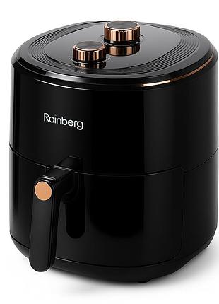 Аэрофритюрница для дома с таймером rainberg rb-2242 на 6 л безмасляная фритюрница 3800 вт. цвет: черный