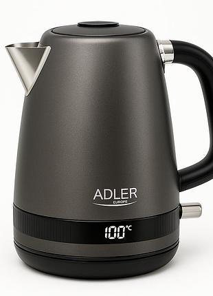 Чайник металевий adler ad 1295 1.7л 1850вт електричний з терморегулятором 40-100 ° с gray