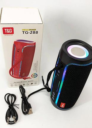 Портативна колонка bluetooth з led підсвічуванням tg288, акумуляторна колонка для музики. колір: чорний