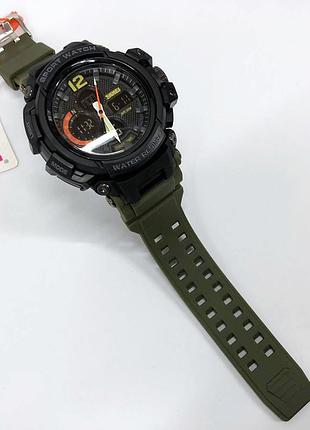 Годинник наручний чоловічий skmei 1343ag army green, годинник тактичний протиударний. колір: зелений