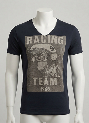 Футболка zara man racing team xl черная с принтом