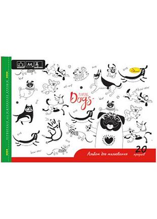 Альбом для рисования a4 "playing dogs" ап-0303-6 скоба с перфорацией